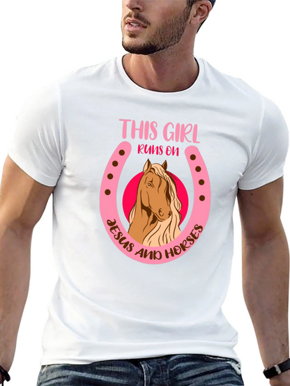 Camiseta Negra: Chica Jesús y Caballos