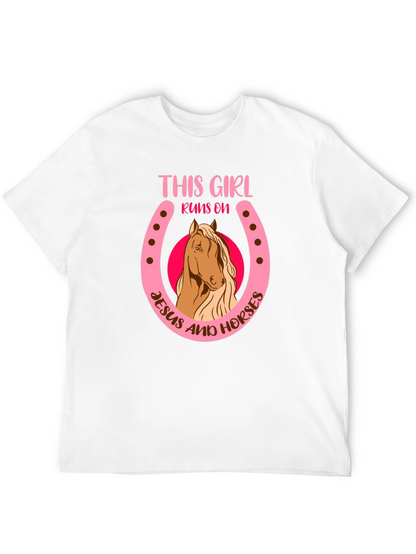 Camiseta Negra: Chica Jesús y Caballos