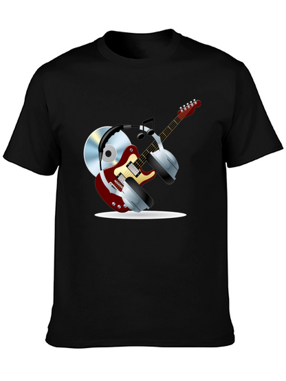 Camiseta Negra con Diseño Musical
