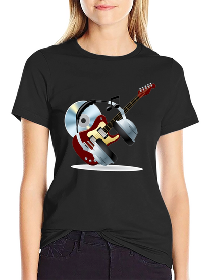 Camiseta Negra con Diseño Musical