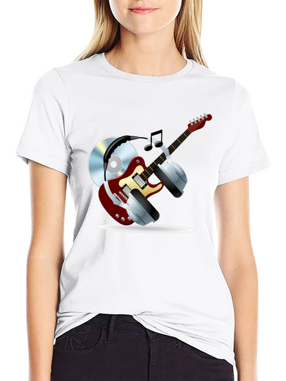 Camiseta Negra con Diseño Musical