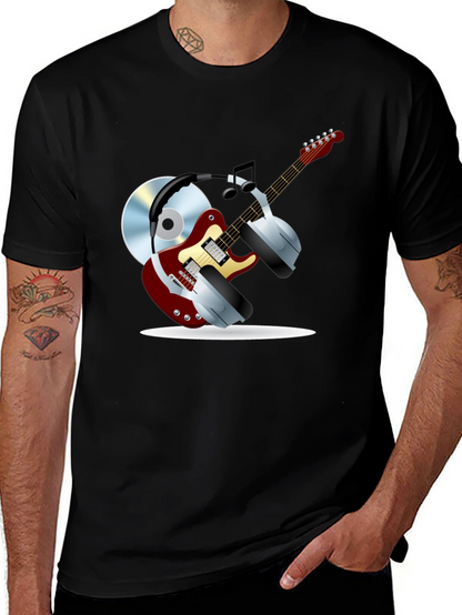 Camiseta Negra con Diseño Musical
