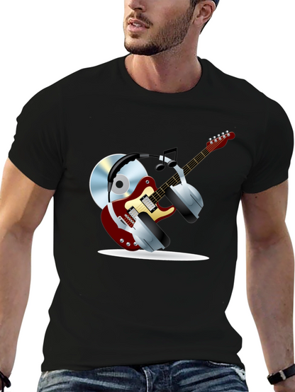 Camiseta Negra con Diseño Musical