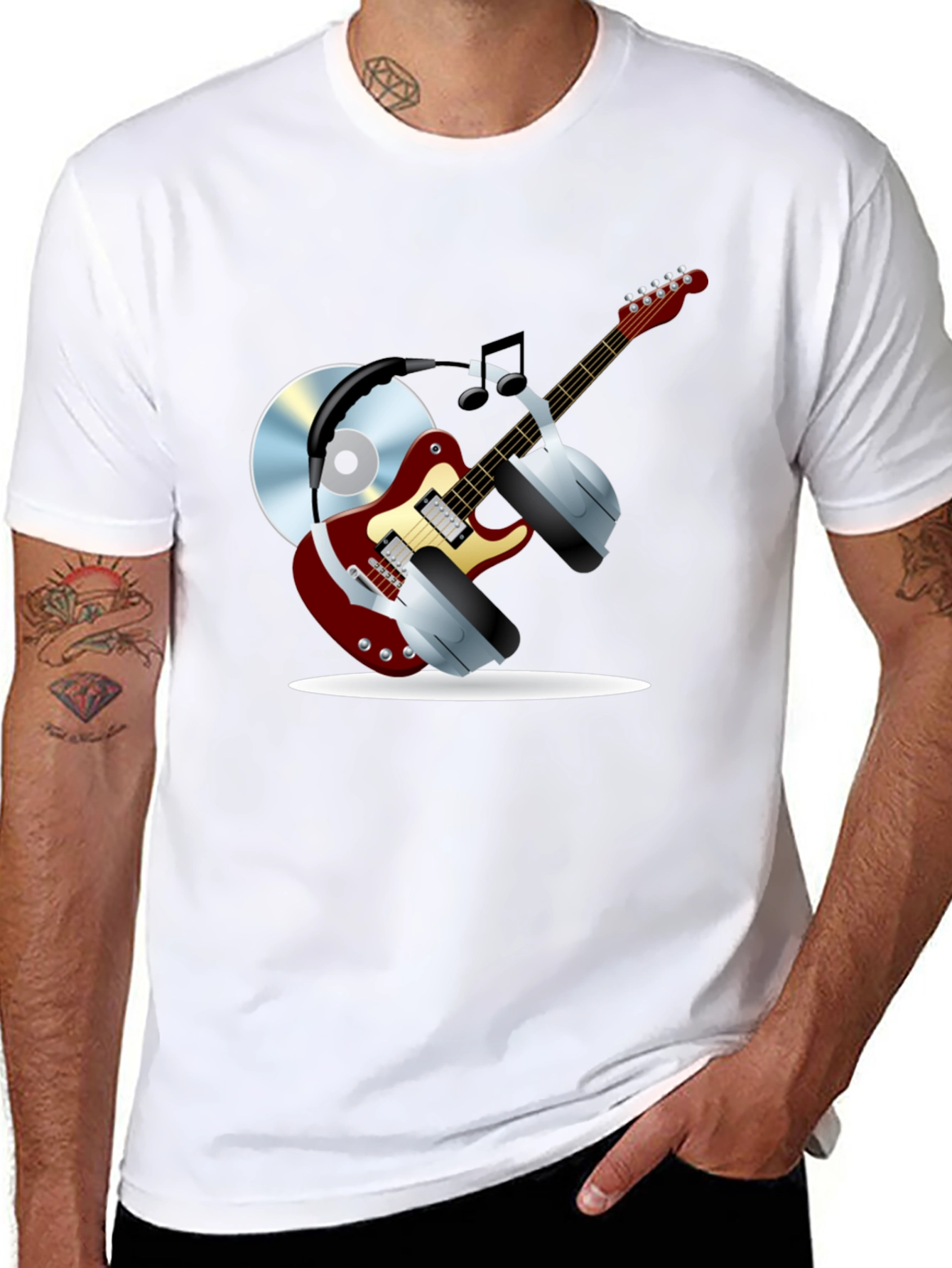 Camiseta Negra con Diseño Musical