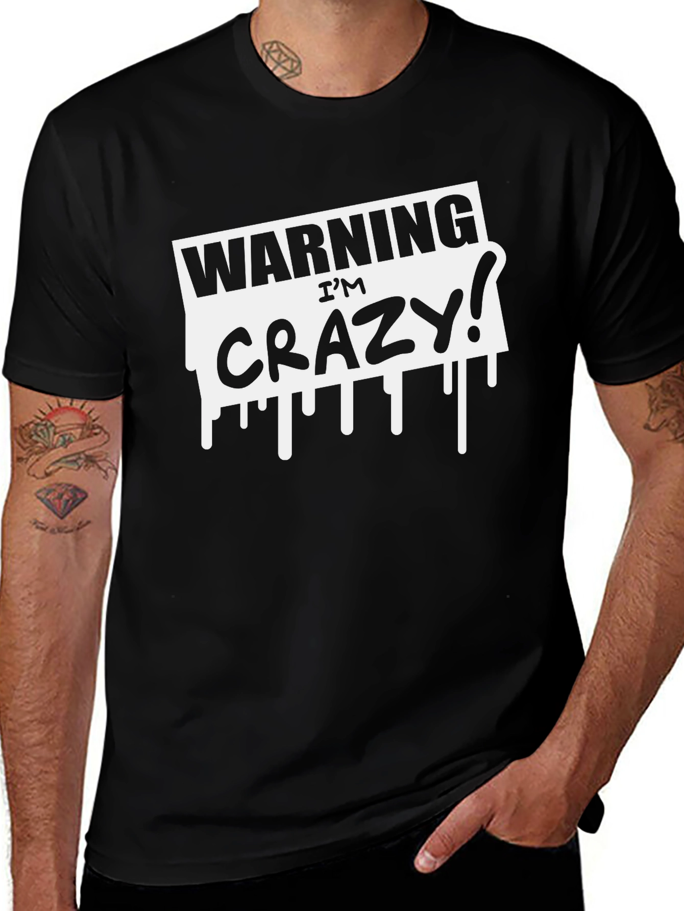 Camiseta Negra: Advertencia ¡Estoy Loco!