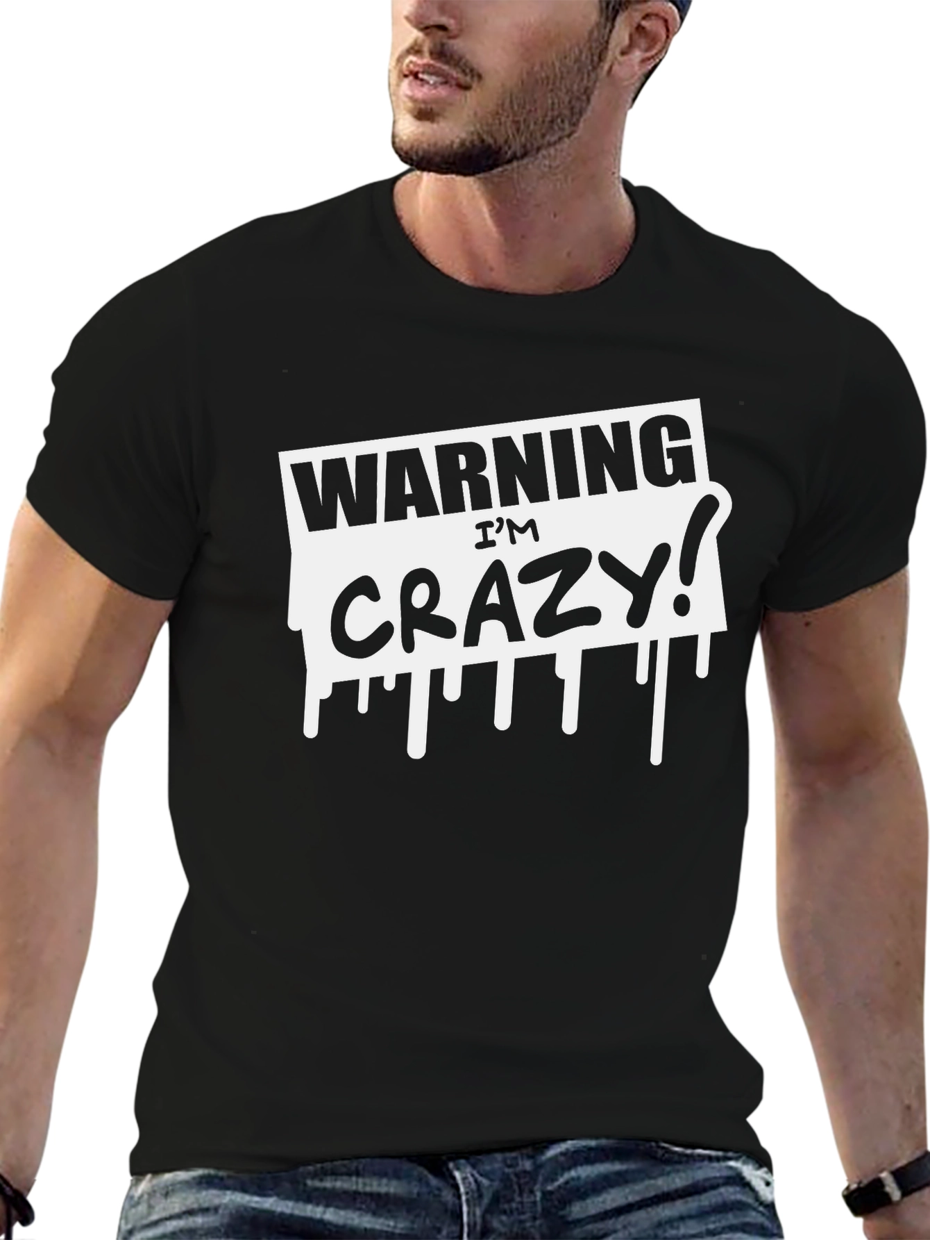 Camiseta Negra: Advertencia ¡Estoy Loco!