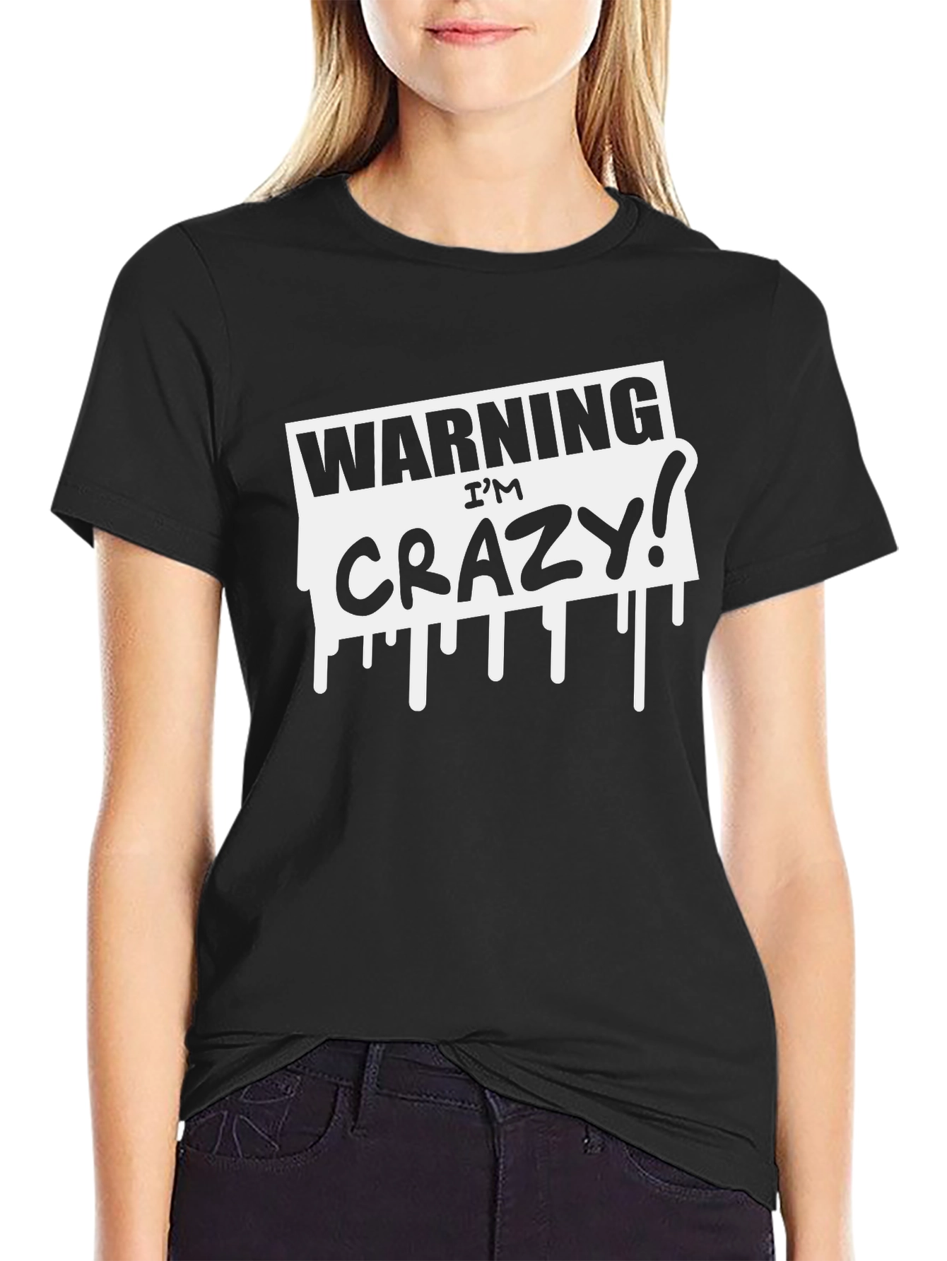 Camiseta Negra: Advertencia ¡Estoy Loco!