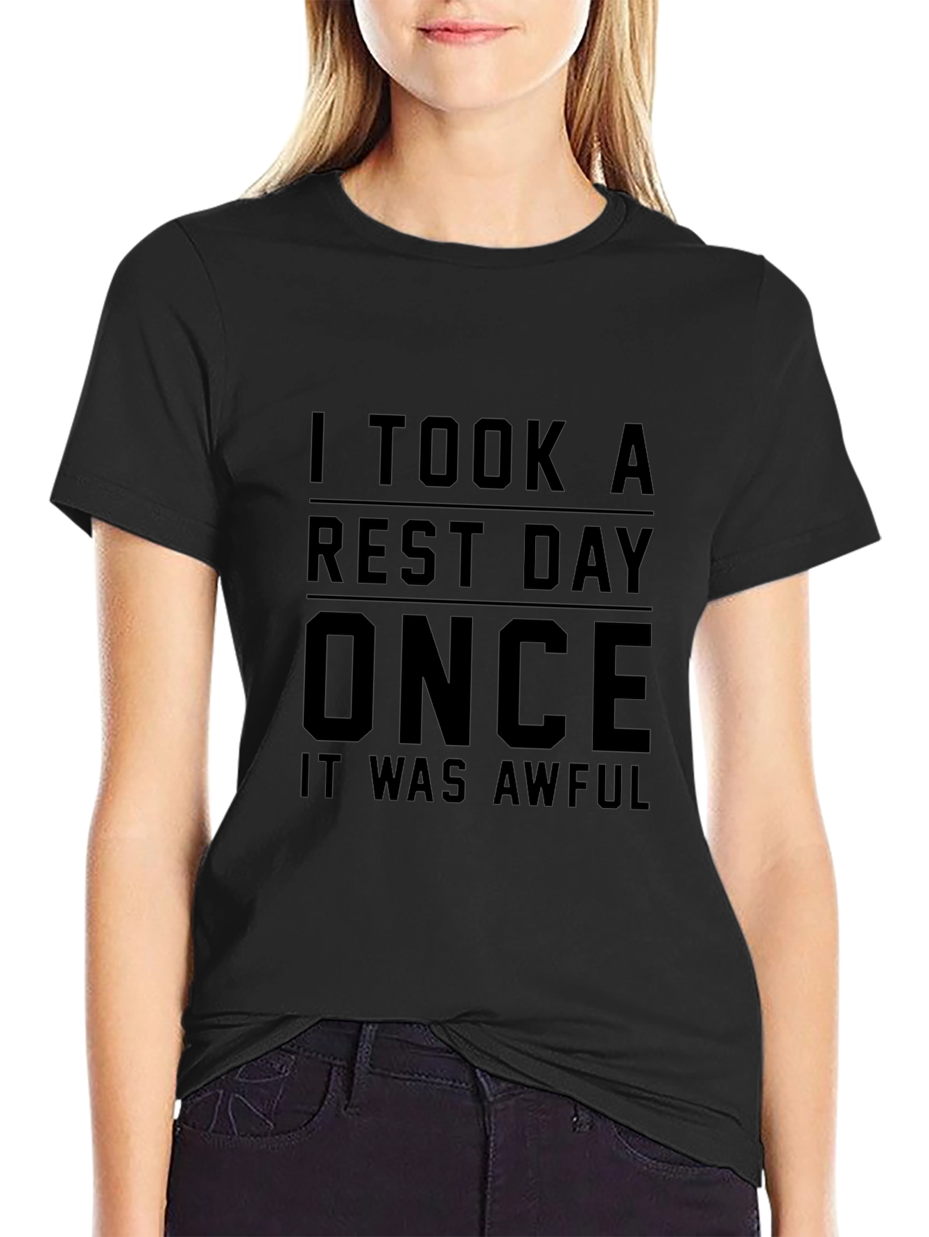 Camiseta Negra: Día de Descanso ¡Nunca Más!