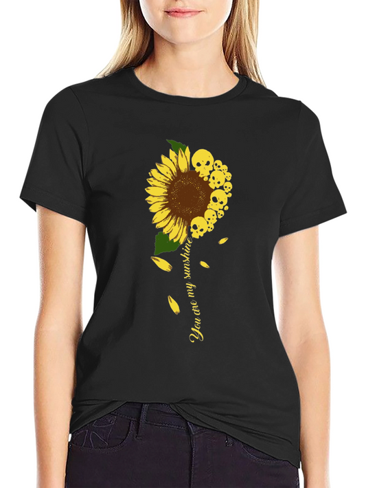 Camiseta Negra Girasol Calaveras Mi Sol