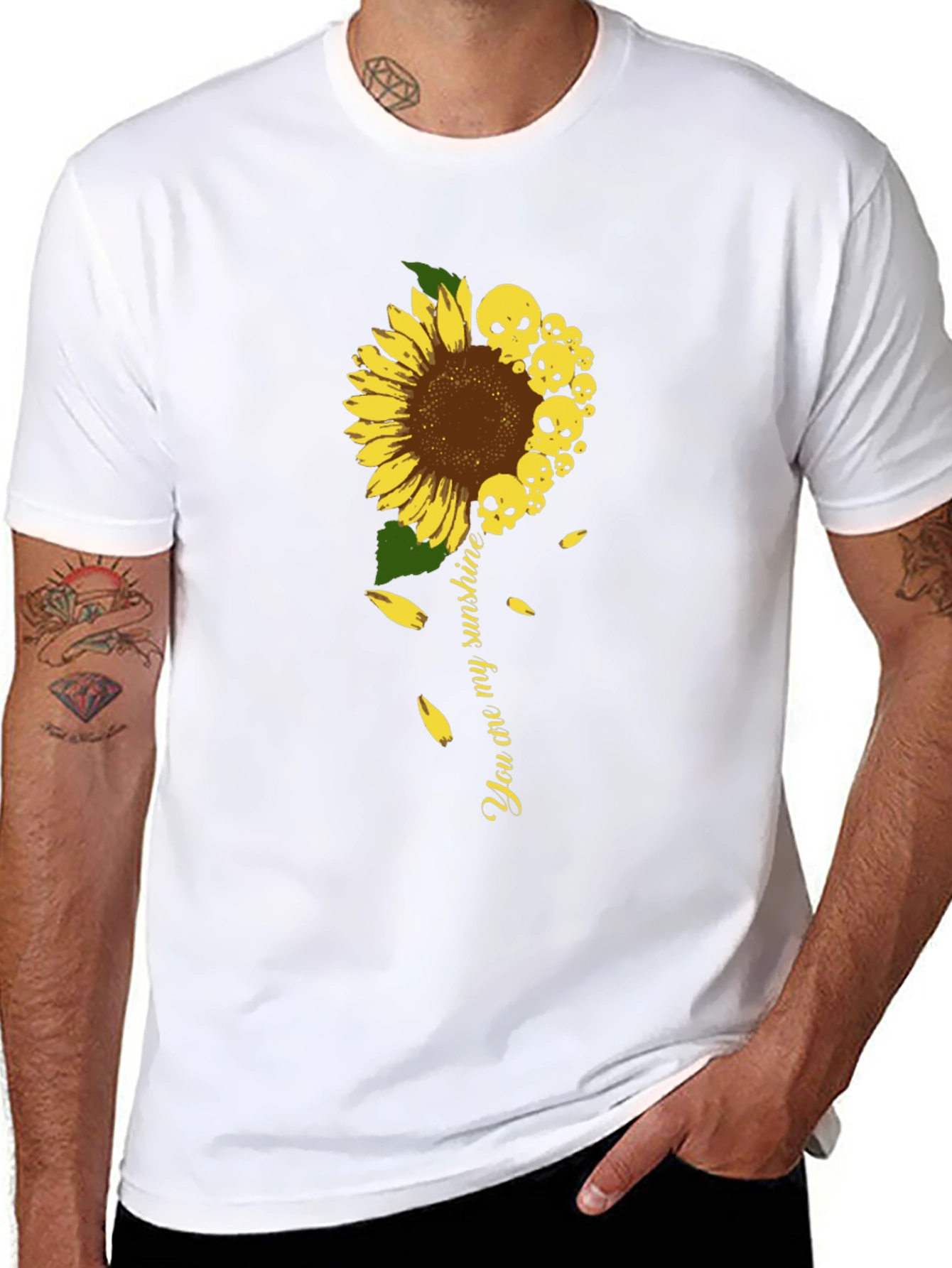 Camiseta Negra Girasol Calaveras Mi Sol