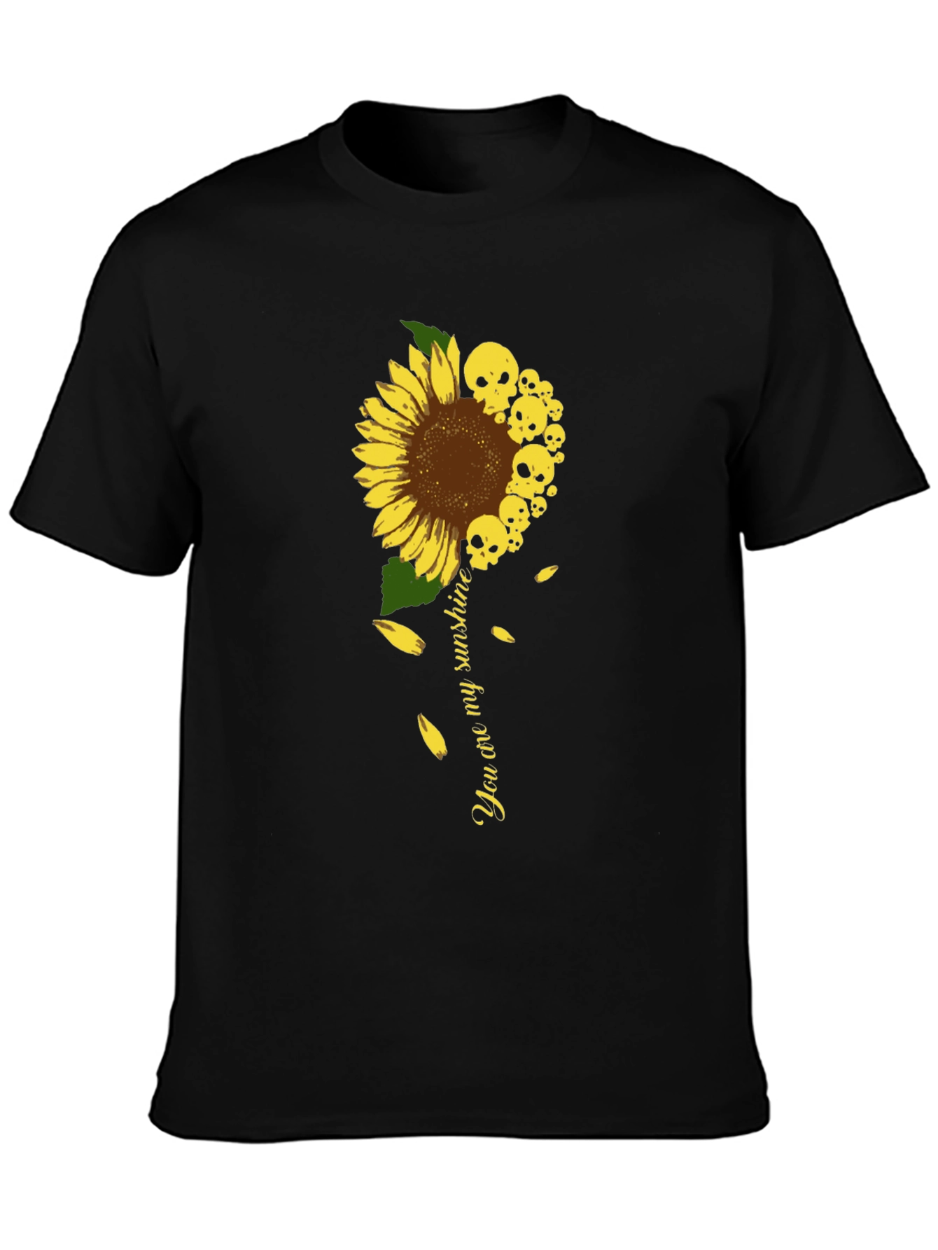 Camiseta Negra Girasol Calaveras Mi Sol