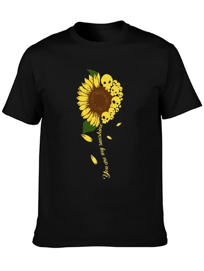 Camiseta Negra Girasol Calaveras Mi Sol