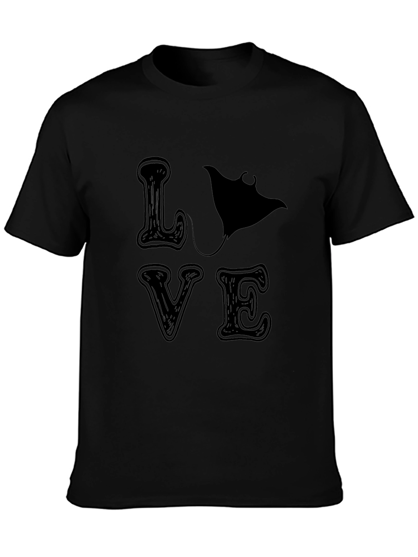 Camiseta Negra LOVE con Manta Raya