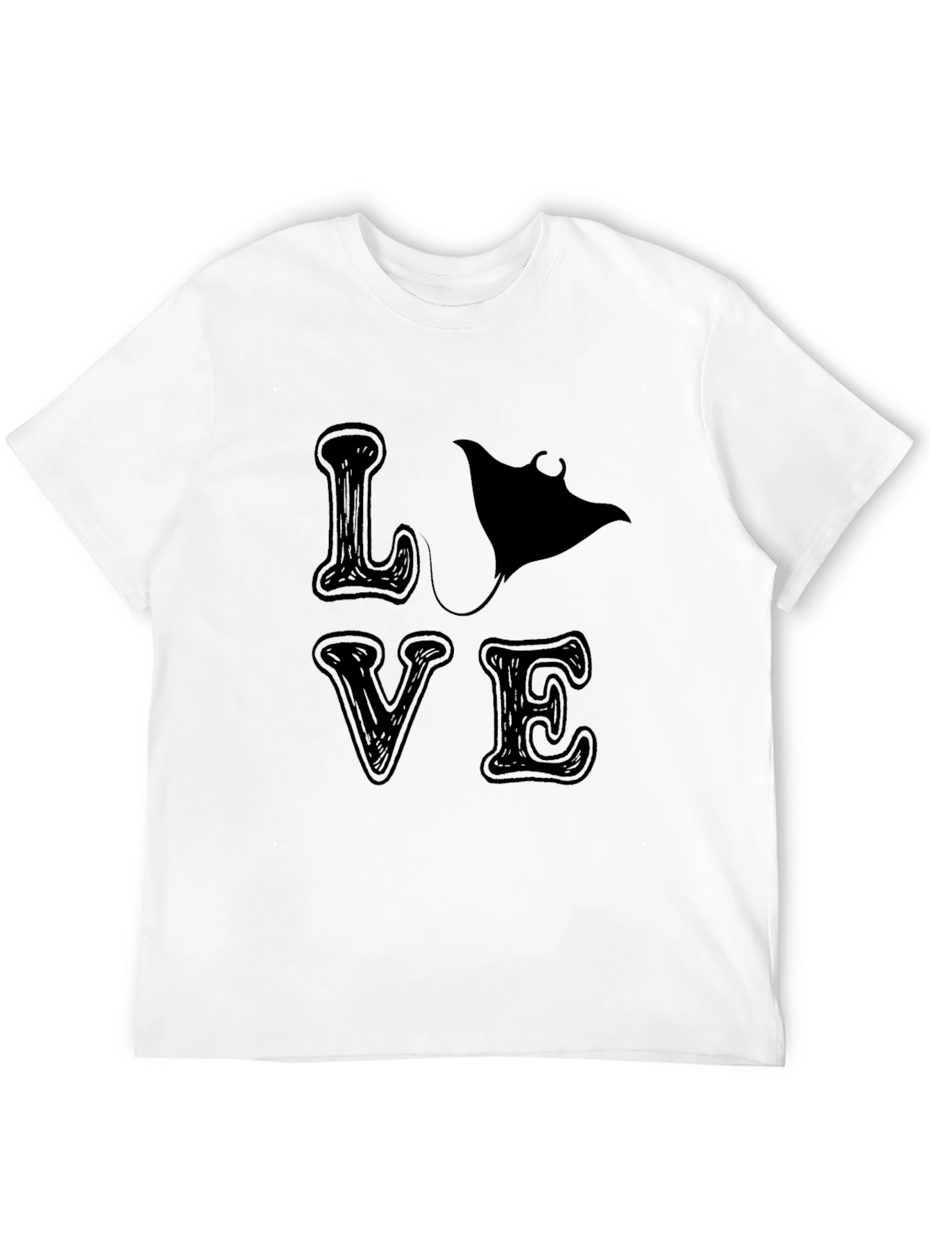 Camiseta Negra LOVE con Manta Raya