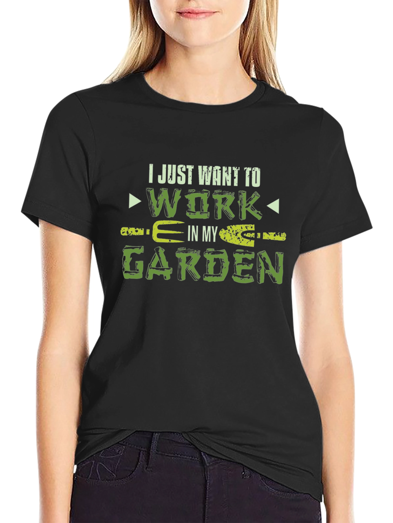 Camiseta Negra Jardinería Trabajar en mi Jardín