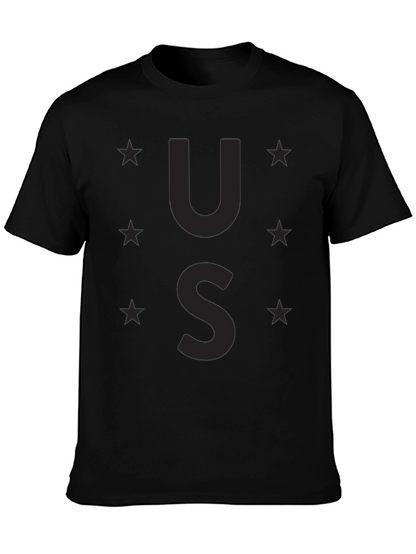 Camiseta Negra US Estrellas Casual Hombre