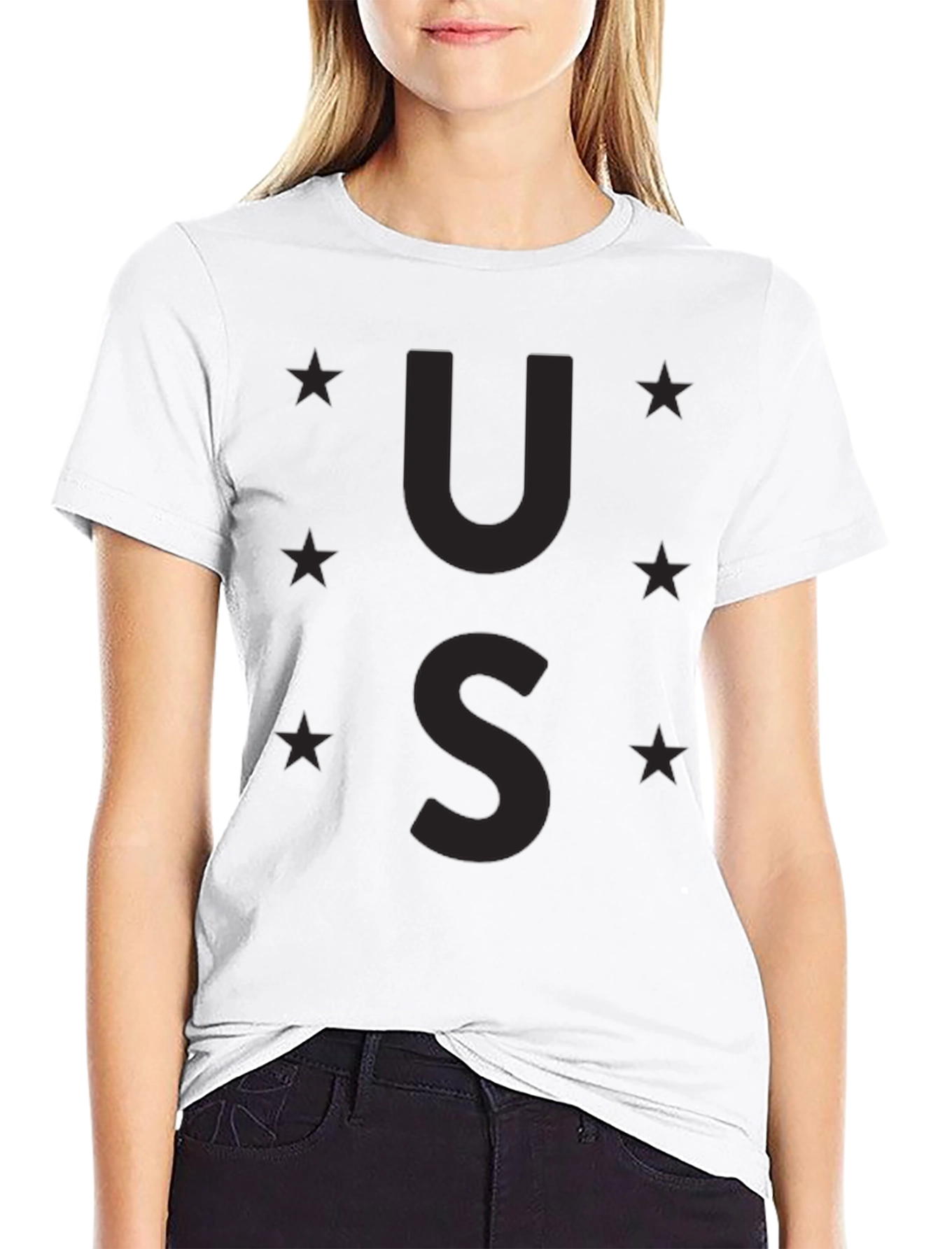 Camiseta Negra US Estrellas Casual Hombre