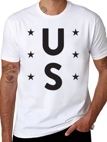 Camiseta Negra US Estrellas Casual Hombre