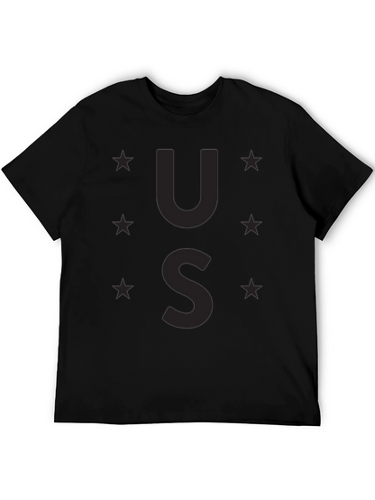 Camiseta Negra US Estrellas Casual Hombre