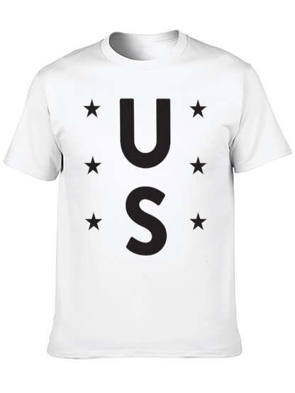 Camiseta Negra US Estrellas Casual Hombre