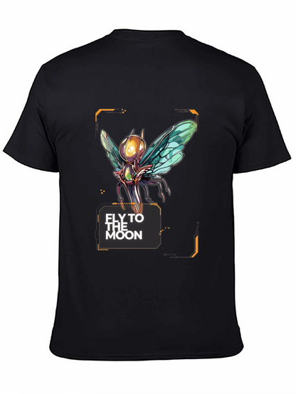 Camiseta Negra Fly to the Moon con Diseño Futurista
