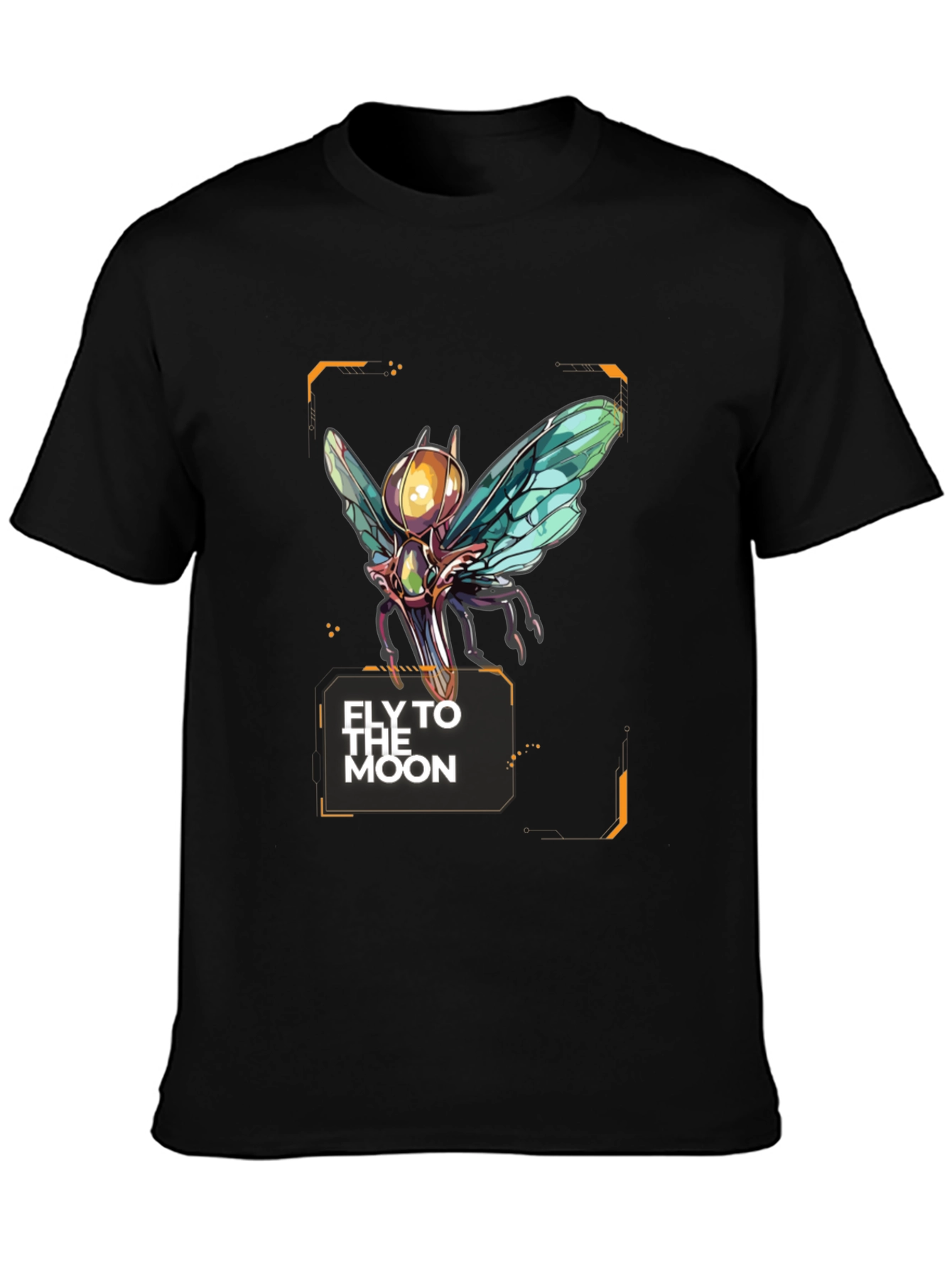 Camiseta Negra Fly to the Moon con Diseño Futurista