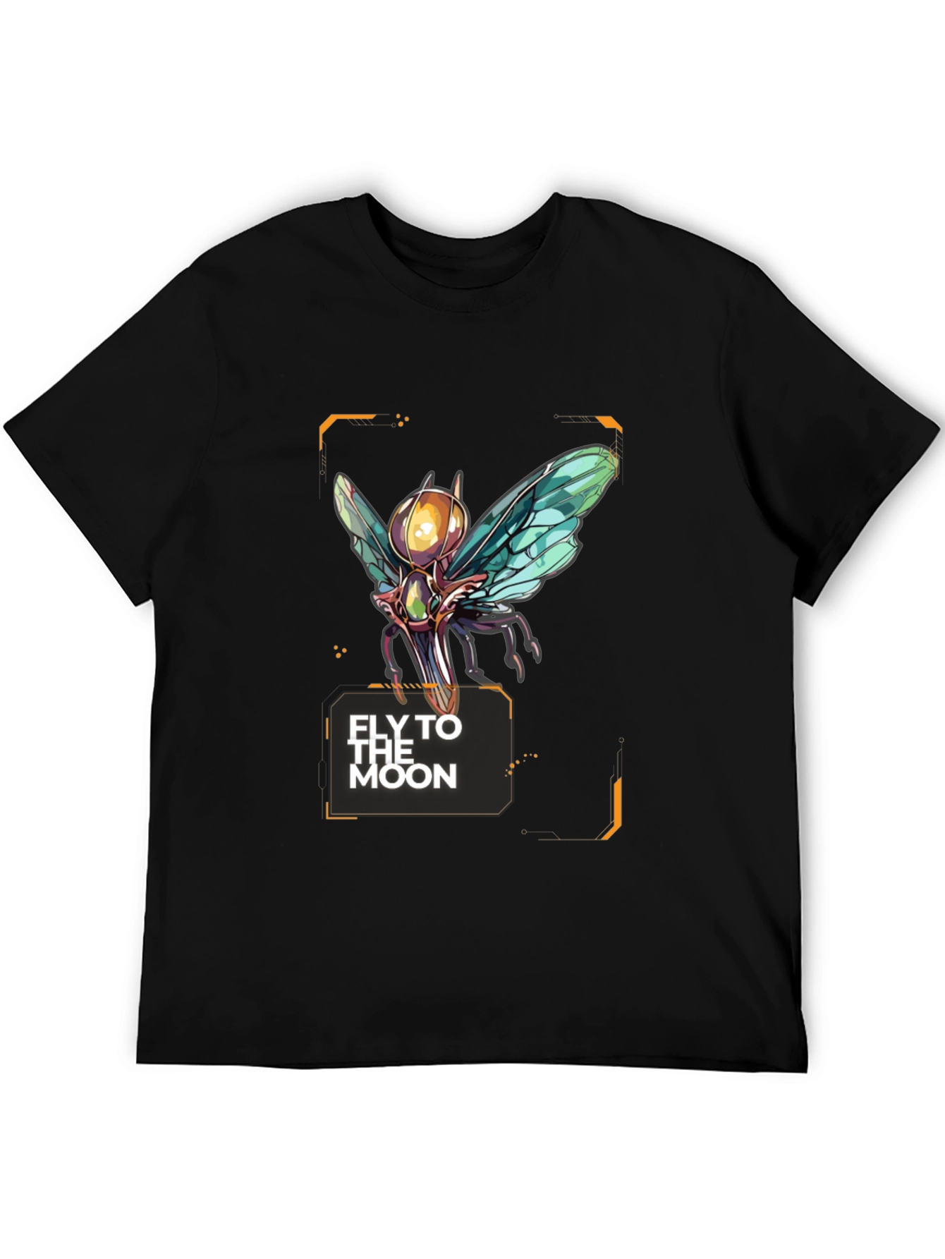 Camiseta Negra Fly to the Moon con Diseño Futurista