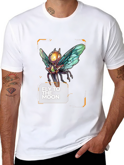 Camiseta Negra Fly to the Moon con Diseño Futurista