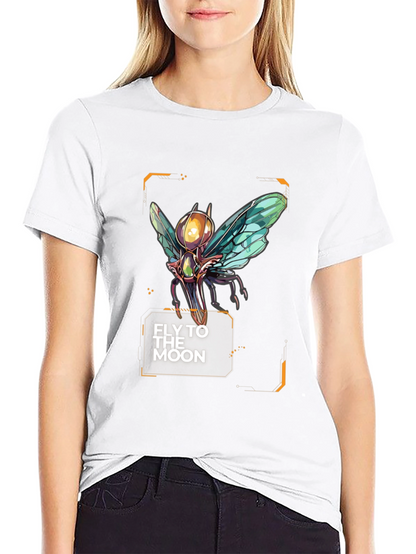 Camiseta Negra Fly to the Moon con Diseño Futurista