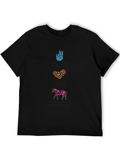 Camiseta Hombre Paz Amor Caballos Estampada
