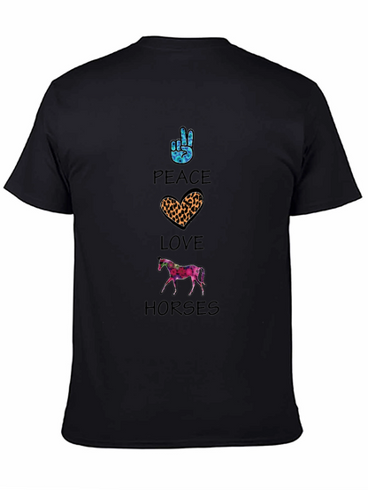 Camiseta Hombre Paz Amor Caballos Estampada