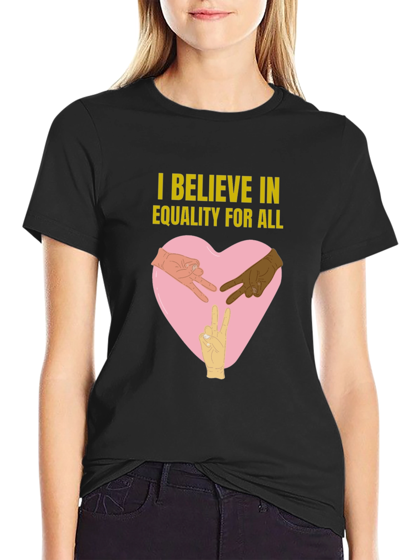 Camiseta Negra: Creo en la Igualdad para Todos