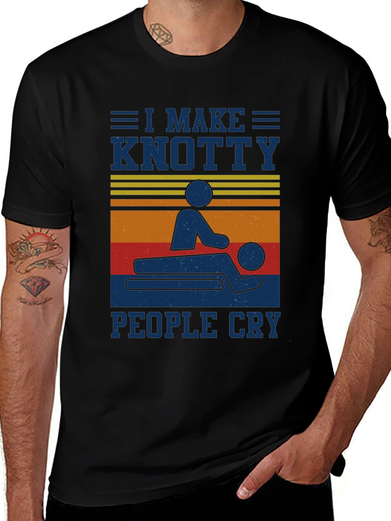 Camiseta Negra Masaje Knotty Divertida