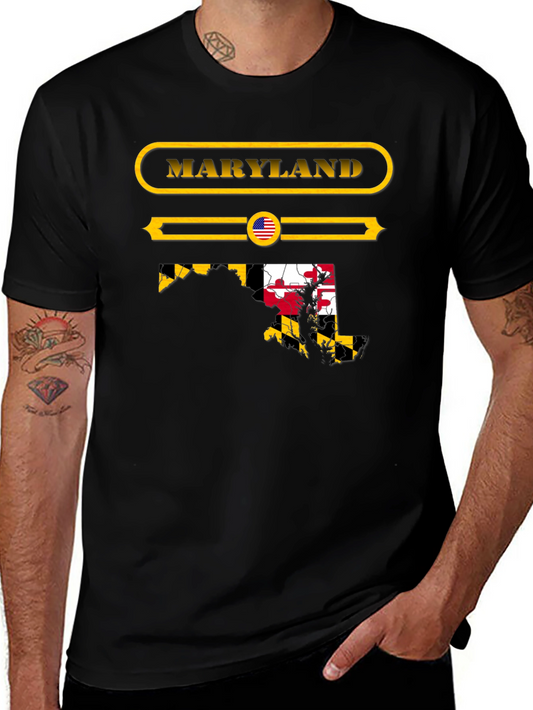 Camiseta Negra Maryland USA Diseño Gráfico