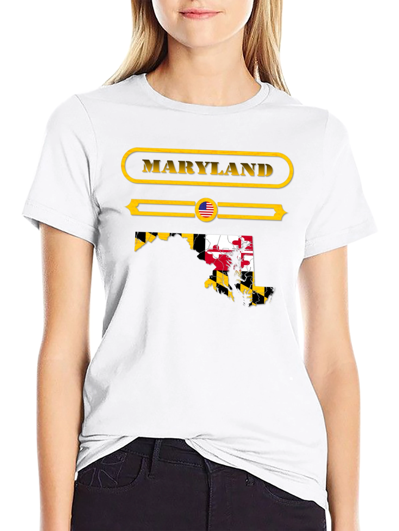 Camiseta Negra Maryland USA Diseño Gráfico