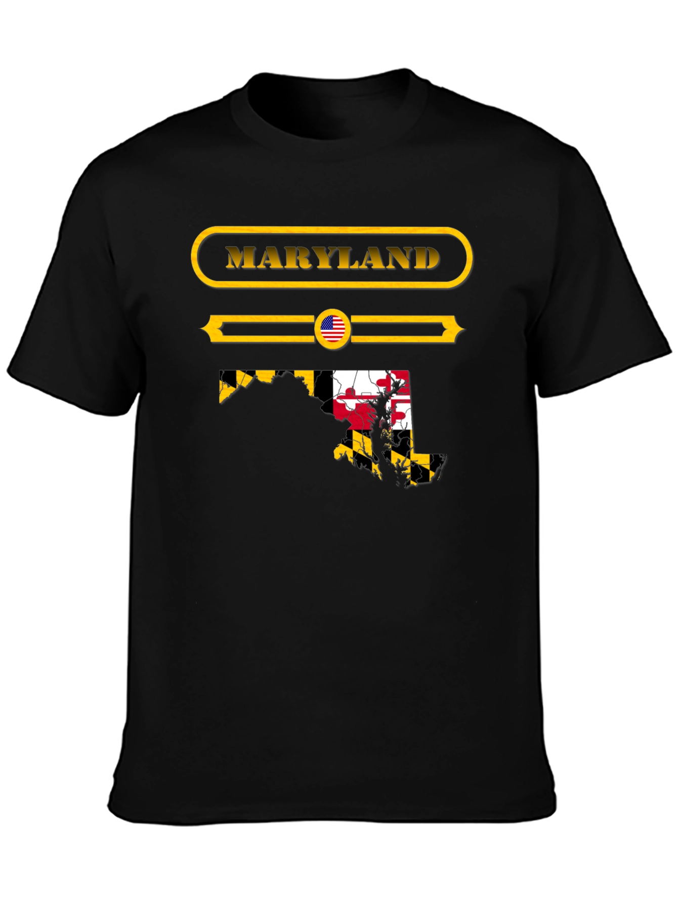 Camiseta Negra Maryland USA Diseño Gráfico