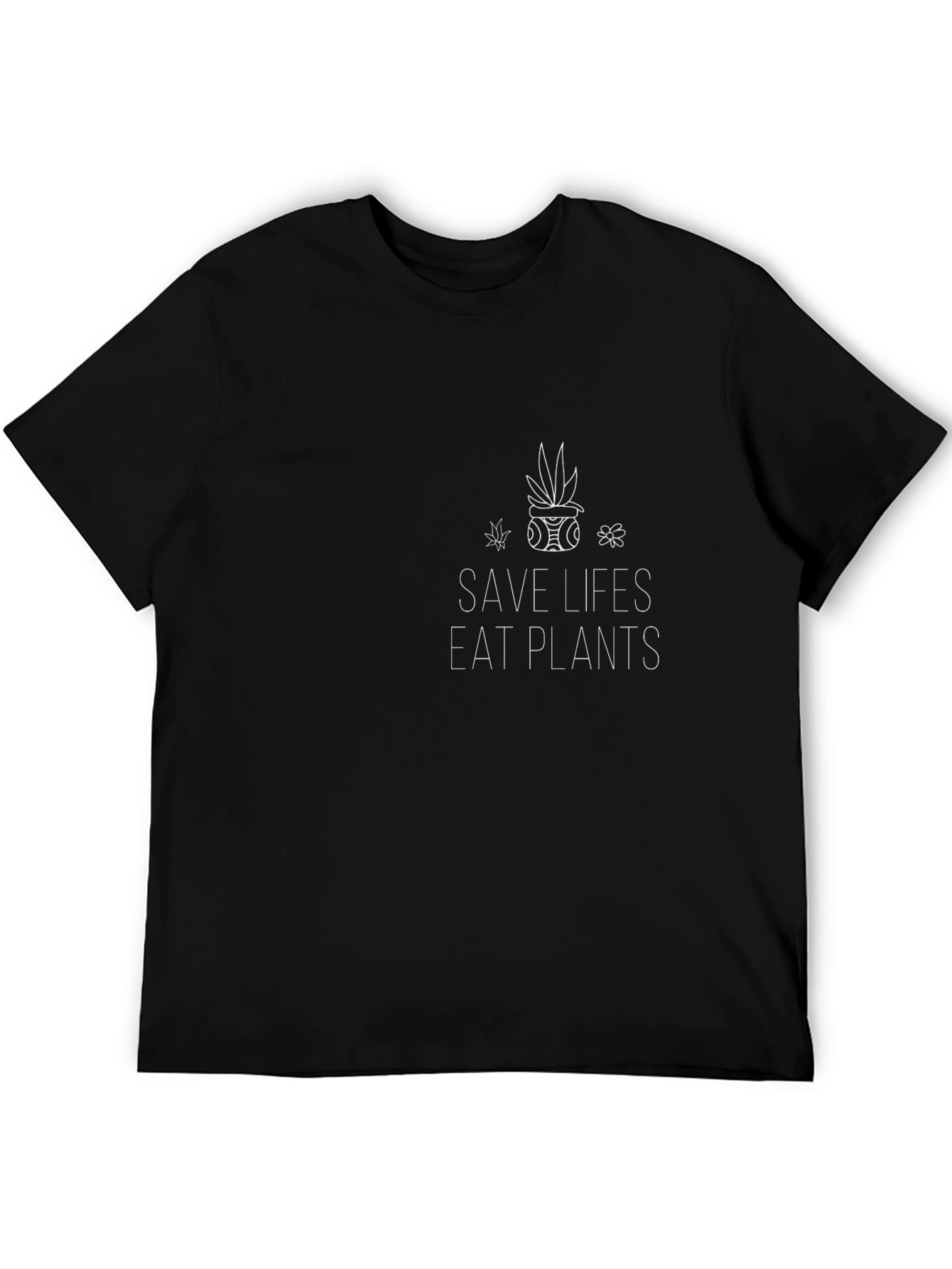 Camiseta Negra Vegan Save Lives Eat Plants