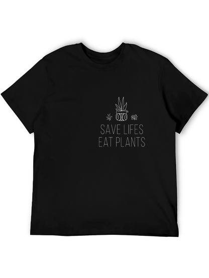 Camiseta Negra Vegan Save Lives Eat Plants