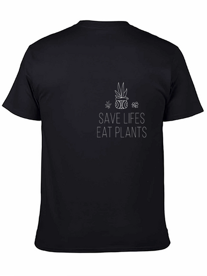 Camiseta Negra Vegan Save Lives Eat Plants