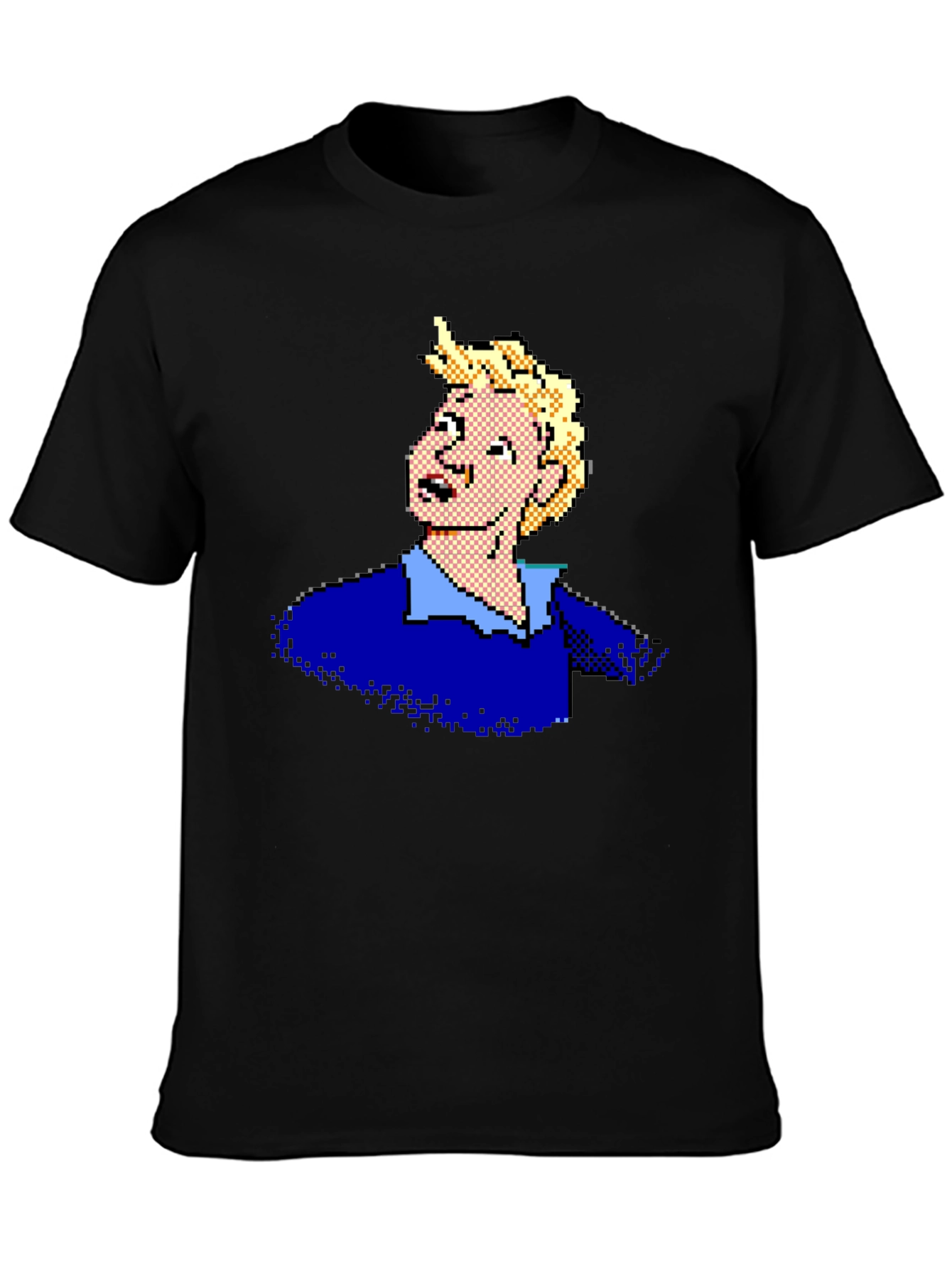 Camiseta Negra con Diseño Pixelado Retro