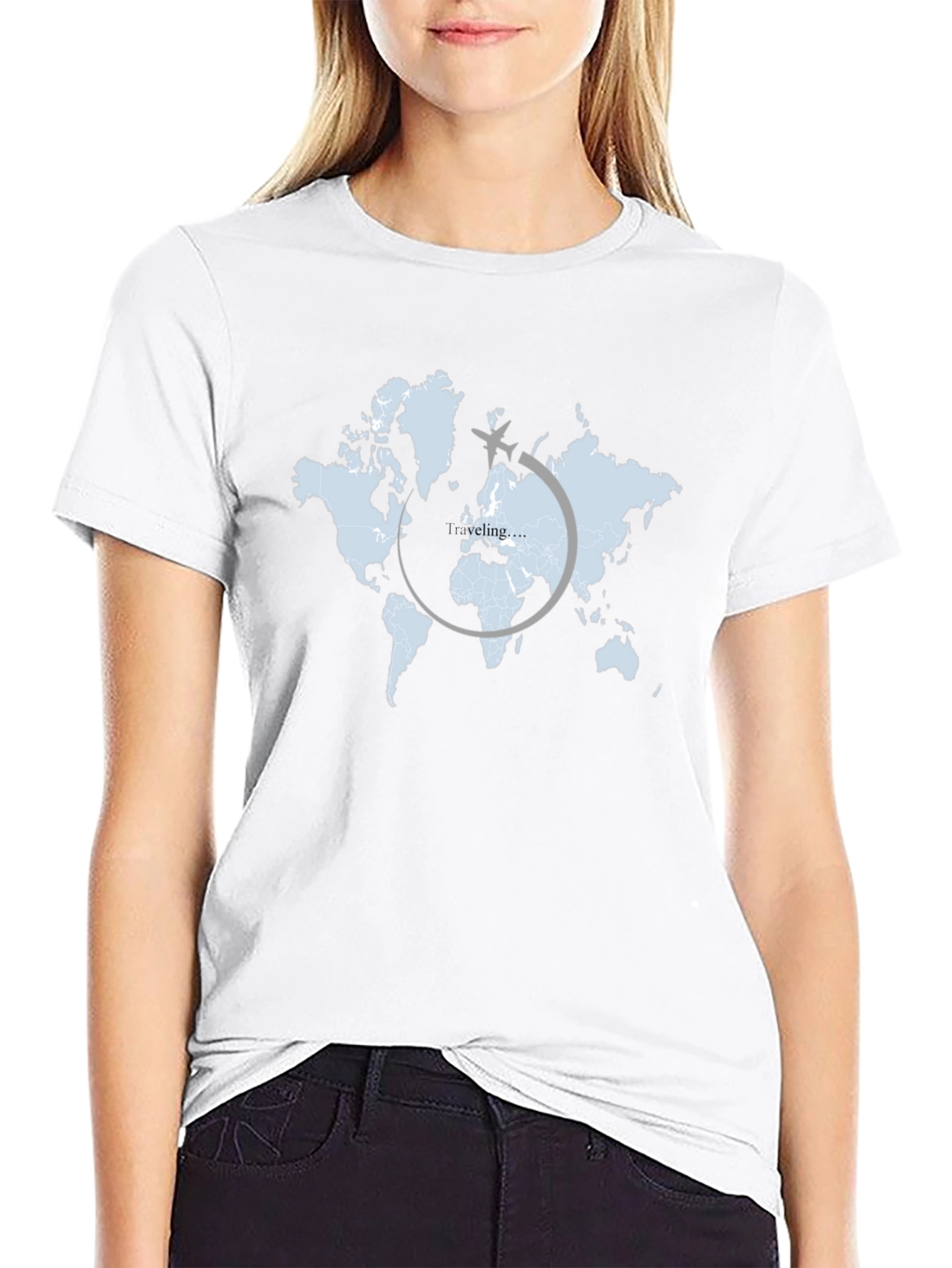 Camiseta Negra Mapa Mundi Traveling