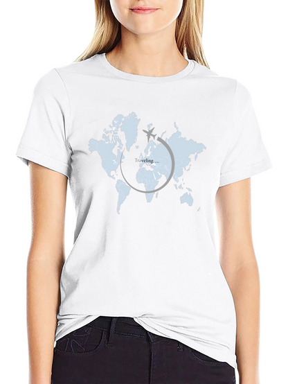 Camiseta Negra Mapa Mundi Traveling