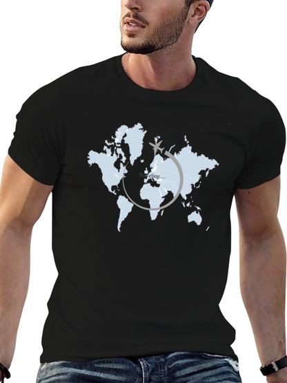 Camiseta Negra Mapa Mundi Traveling