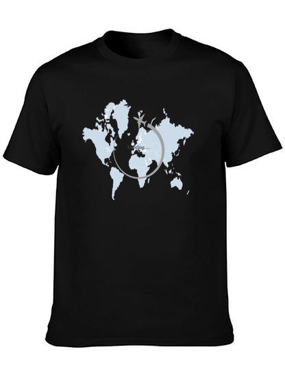 Camiseta Negra Mapa Mundi Traveling