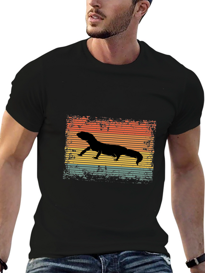 Camiseta Negra con Diseño Retro de Salamandra