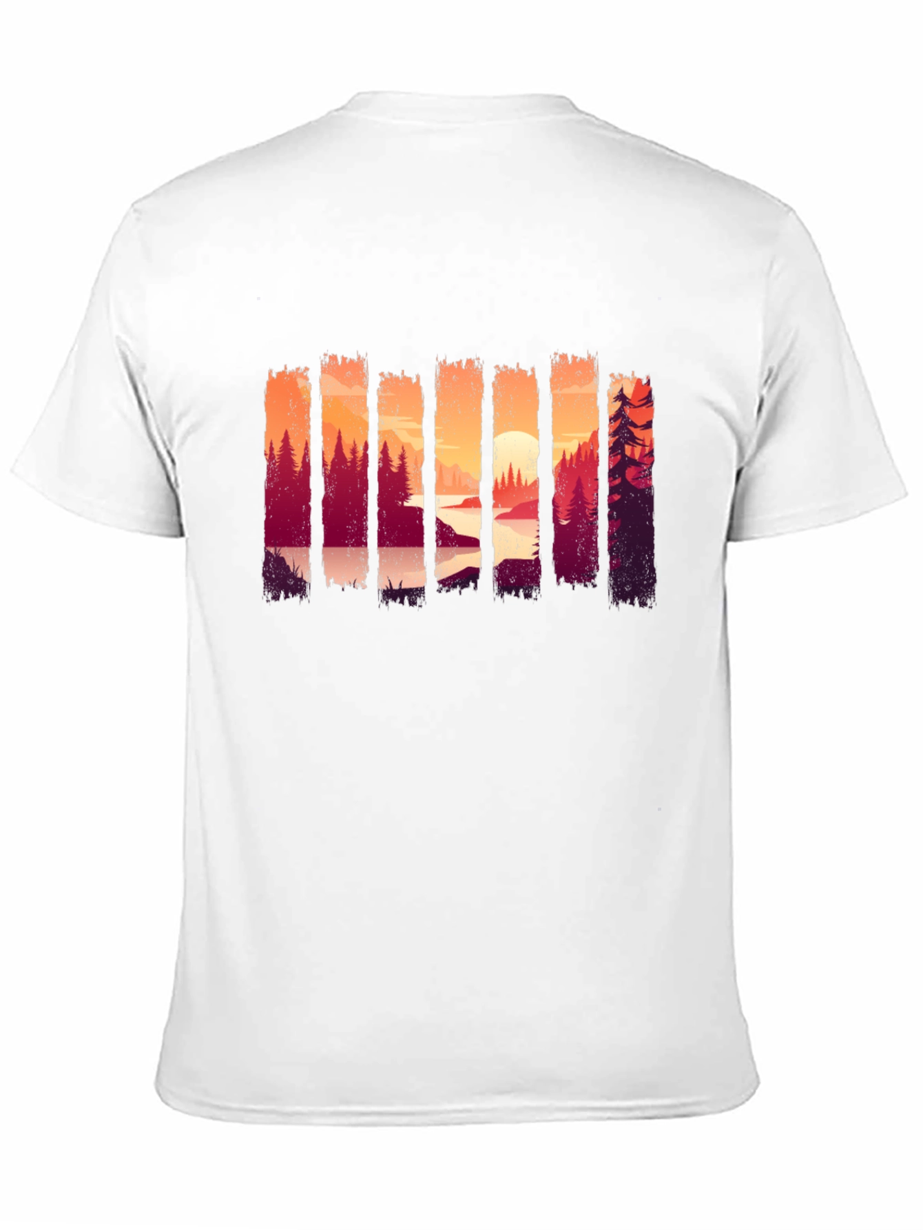 Camiseta Negra con Diseño de Paisaje Boscoso