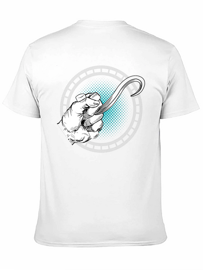 Camiseta Negra con Diseño de Mano y Hoja Curva