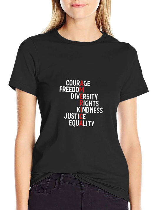 Camiseta Negra America: Coraje Libertad y Diversidad