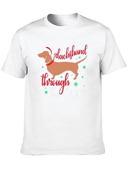 Camiseta Negra con Diseño Navideño Dachshund
