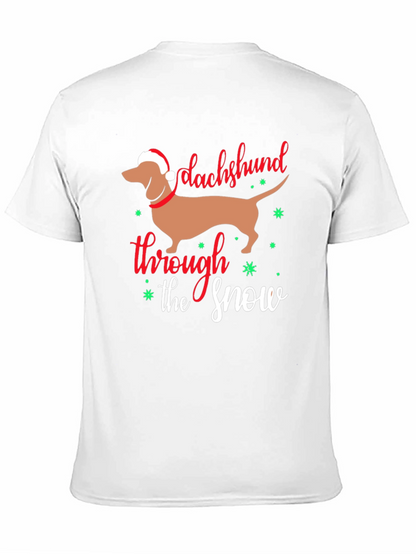 Camiseta Negra con Diseño Navideño Dachshund